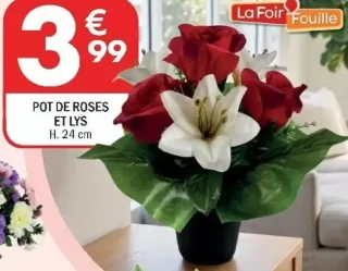 Pot de roses et lys