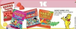 Sachet HARIBO 120 G (Fraise Tagada, Croco ou Dragibus)