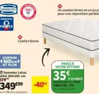 Sommier Lotus Idéal 140x190 cm Simmons