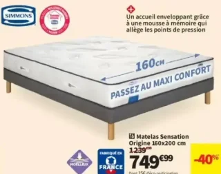 Matelas Sensation Origine 160x200 cm Simmons