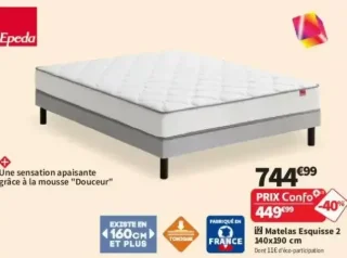 Matelas Esquisse 2 140x190 cm Epeda
