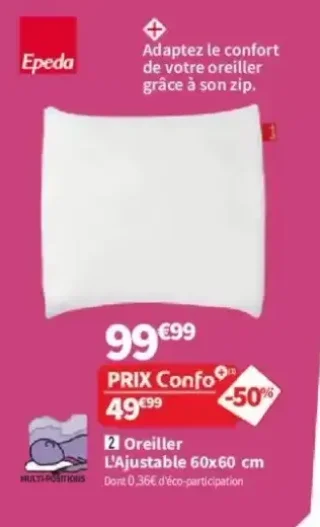 Oreiller L'Ajustable Epéda