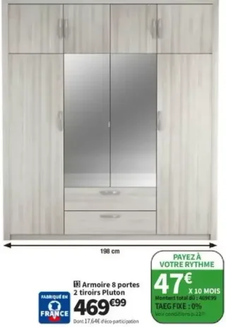 Armoire 8 portes 2 tiroirs Pluton