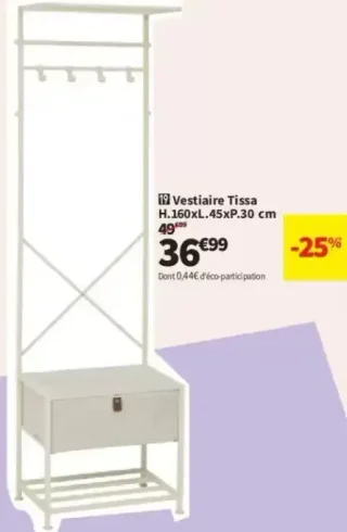 Vestiaire Tissa H.160xL.45xP.30 cm