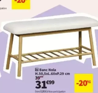 Banc Nola H.50,5xL.60xP.29 cm