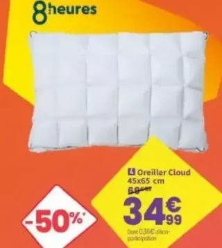 Oreiller Cloud 45x65 cm 8heures