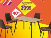 Ensemble table + 4 chaises Romie