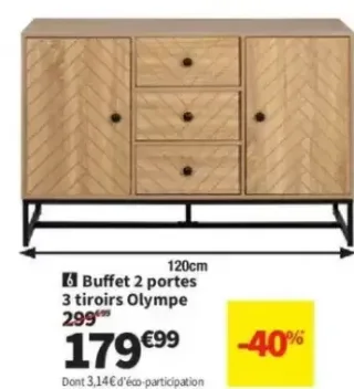Buffet Olympe 2 portes 3 tiroirs