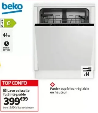 Beko Lave vaisselle full intégrable BDIN16444
