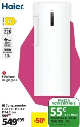 Haier Armoire H4F226WDH1 Congélateur