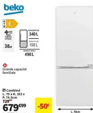 Beko Combiné B3RCNE564HW Réfrigérateur