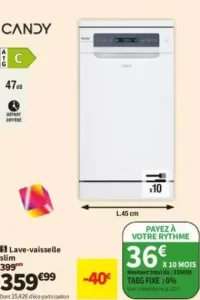 Lave-vaisselle slim Candy CFOC7SBOFW