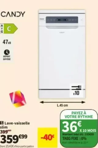 Lave-vaisselle slim Candy CFOC7SBOFW