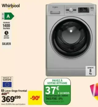 Lave-linge frontal Whirlpool FFB8469SBVFR