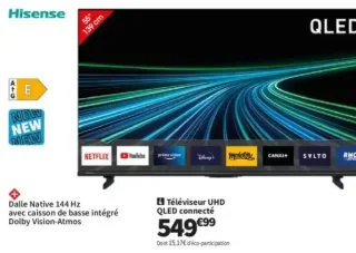 Téléviseur UHD QLED connecté HISENSE 55E7S PRO