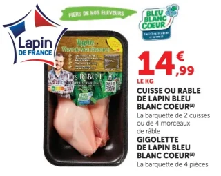 Cuisse ou râble de lapin Bleu Blanc Coeur ou Gigolette de lapin