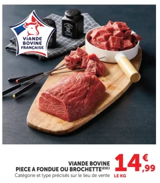 Viande bovine pièce à fondue ou brochette