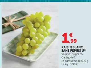 Raisin blanc sans pepins U
