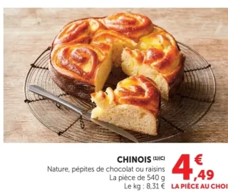 CHINOIS Nature, pépites de chocolat ou raisins