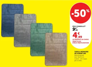 Tapis à mémoire de forme uni