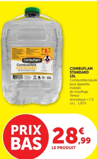 Combustible liquide désaromatisé Combuflam Standard 15L