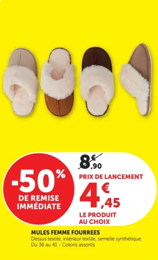 Mules femme fourrées