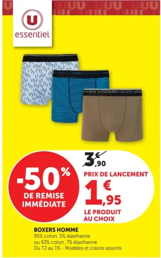 Boxers homme U essentiel