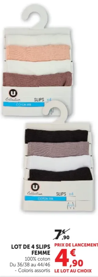Lot de 4 slips femme U Collection