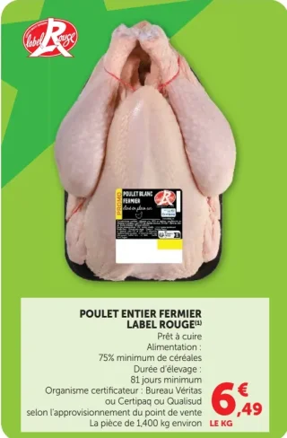 Poulet Entier Fermier Label Rouge