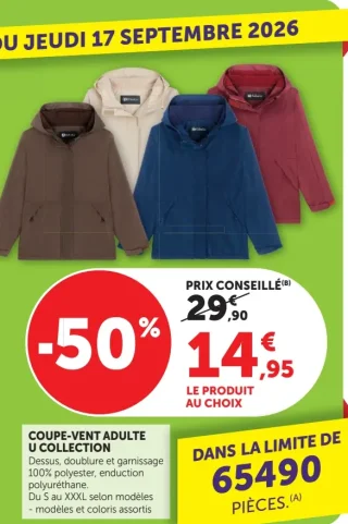 Coupe-vent adulte U Collection