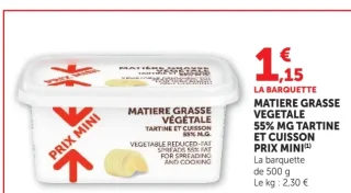 Matière grasse végétale 55% mg tartine et cuisson Prix Mini