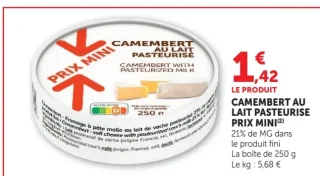 Camembert au lait pasteurisé Prix Mini
