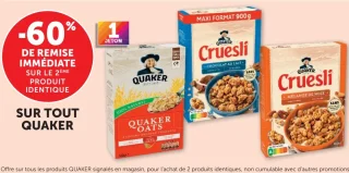Gamme de produits QUAKER (Cruesli, Quaker Oats)