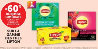 Thés LIPTON (Yellow Label, Menthe Intense, Thé Noir Fruits Rouges)