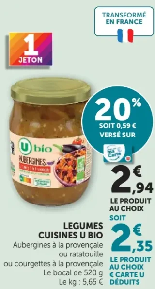 Légumes cuisines U Bio Aubergines à la provençale