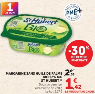 Margarine sans huile de palme bio 52% MG St Hubert
