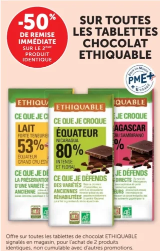 Tablettes de chocolat Ethiquable
