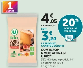 Comté AOP 6 mois d'affinage U Bio