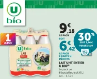 Lait UHT entier U Bio