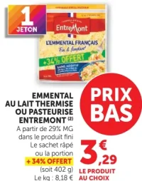 Entremont L'Emmental Français Emmental au lait thermisé ou pasteurisé