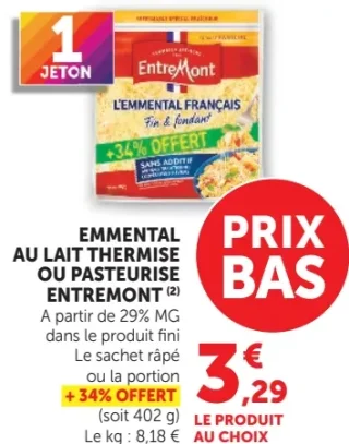 Entremont L'Emmental Français Emmental au lait thermisé ou pasteurisé