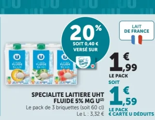 SPECIALITE LAITIERE UHT FLUIDE 5% MG U