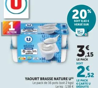 YAOURT BRASSE NATURE U