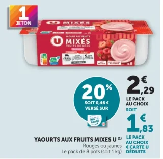 YAOURTS AUX FRUITS MIXES U Rouges ou jaunes