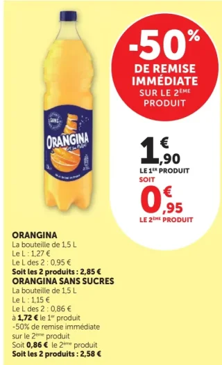 Orangina classique ou sans sucres