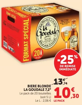 BIERE BLONDE LA GOUDALE 7,2° Le pack de 20 bouteilles
