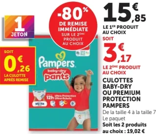 Culottes Baby-Dry ou Premium Protection Pampers