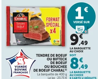 Charal Tendre de boeuf ou bifteck de boeuf ou bouchée de boeuf