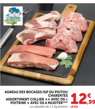 Agneau des Bocages IGP du Poitou Charentes Assortiment collier ★★ avec os + poitrine ★ avec os à mijoter
