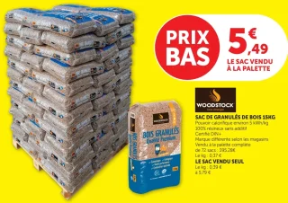WOODSTOCK SAC DE GRANULÉS DE BOIS 15KG